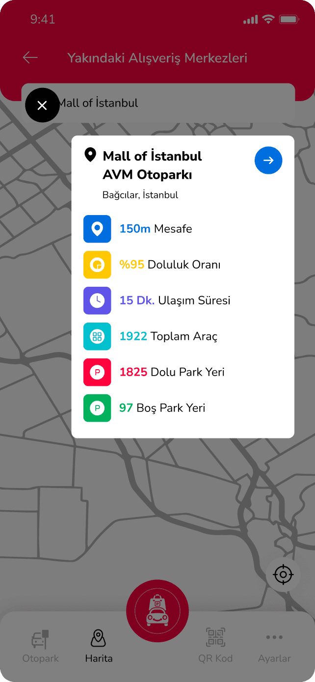 ParketShop yakındaki alışveriş merkezleri detay ekranı
