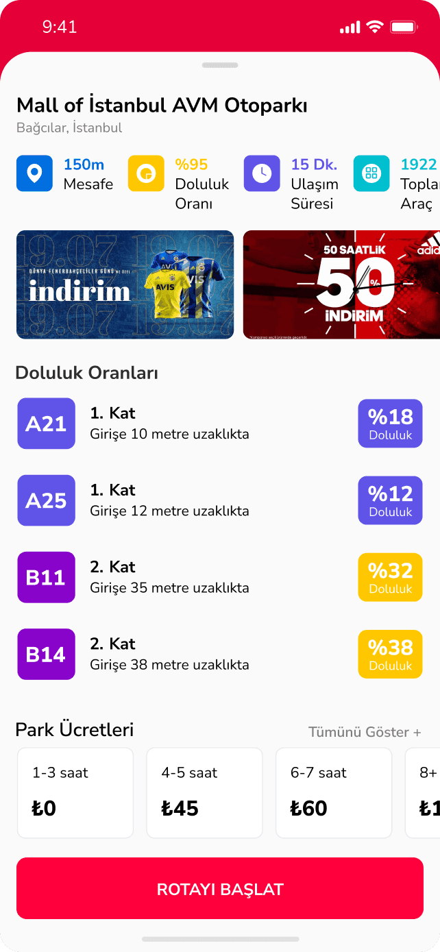 ParketShop alışveriş merkezi detay ekranı