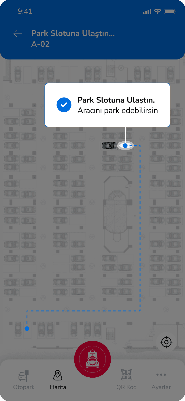 ParketShop otopark harita rota onay ekranı