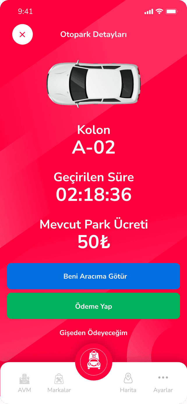 ParketShop otopark çıkış detay ekranı