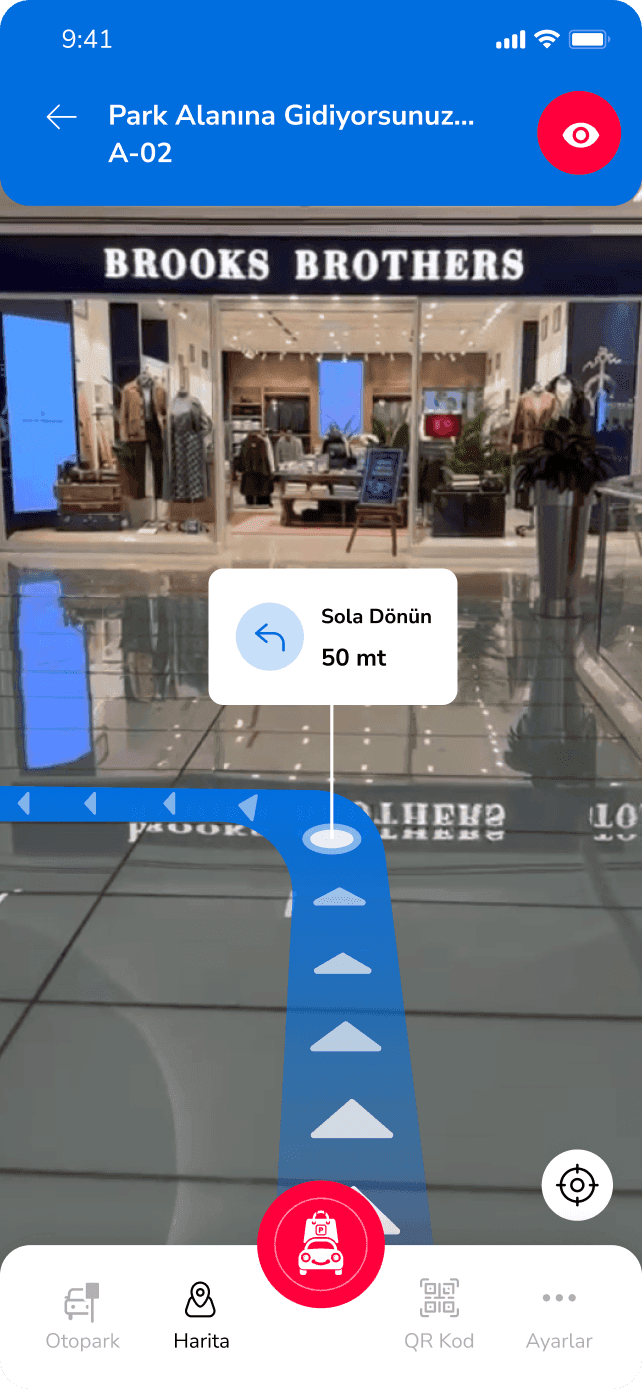ParketShop otopark dönüş canlı görünüm ekranı