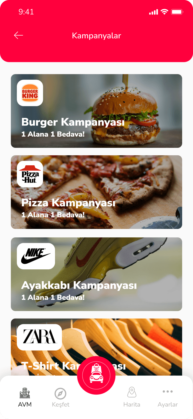 ParketShop AVM içi rota ekranı