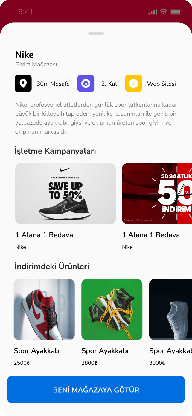 ParketShop AVM içi detay ekranı